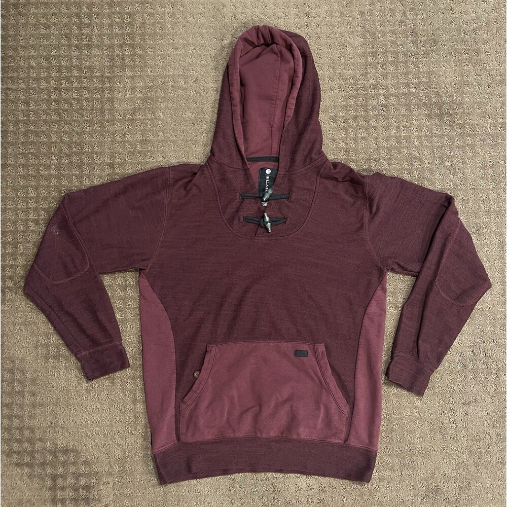 Billabong Red Hoodie Pullover Sweater Men's Size Large Pocket Button Front
